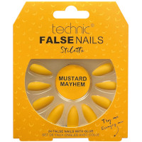 Technic False Nails - Stiletto Mustard Mayhem (6pcs) (21161) (£1.48/each) T/NAIL-31