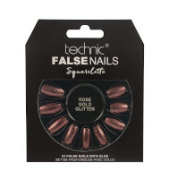 Technic False Nails - Squareletto, Rose Gold Glitter (6pcs) (29137) (£1.48/each) T/Nail-10