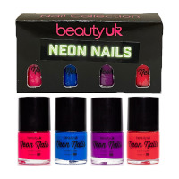 Beauty UK Neon Nail Polish Set (Magenta/Blue/Purple/Coral) R/418