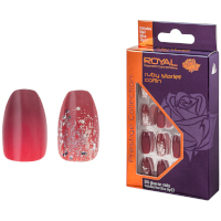 Royal Prestige Collection 24 Glue-On Nail Tips - Ruby Starlet Coffin (6pcs) (NNAI324) (£1.69/each) Royal.F/31