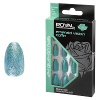 Royal 24 Glue-On Nails - Emerald Vision Coffin (6pcs) (NNAI425) (£1.37/each) Royal.F/6