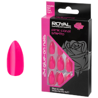 Royal 24 Glue-On Nails - Pink Coral Stiletto (6pcs) (NNAI429) (£1.37/each) Royal.F/3