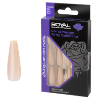 Royal 24 Glue-On Nails - Sand Beige Long Ballerina (6pcs) (NNAI430) (£1.38/each) Royal.F/37