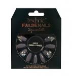 Technic False Nails - Squareletto, Grey Embellished (6pcs) (29140) (£1.78/each) T/Nail-12